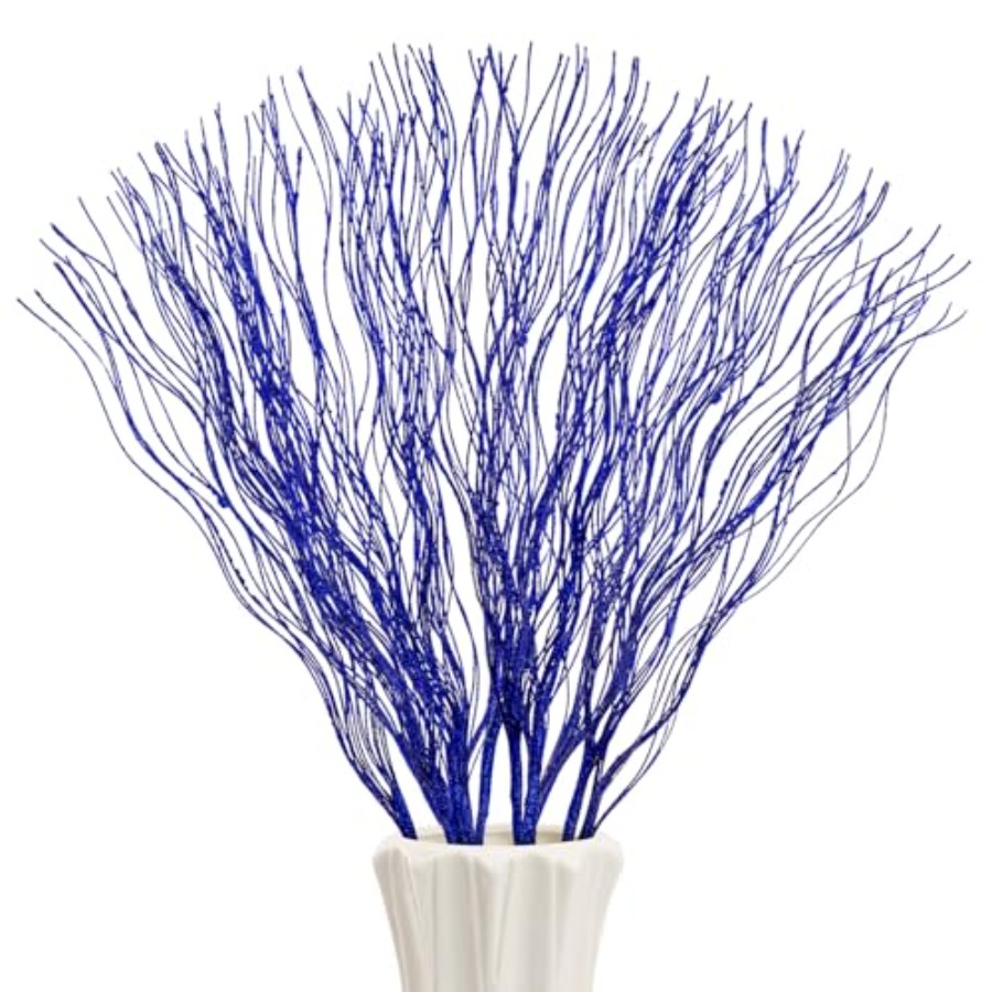 Branch Curly Willow - 10 PCS Glitter Christmas Picks Sprays